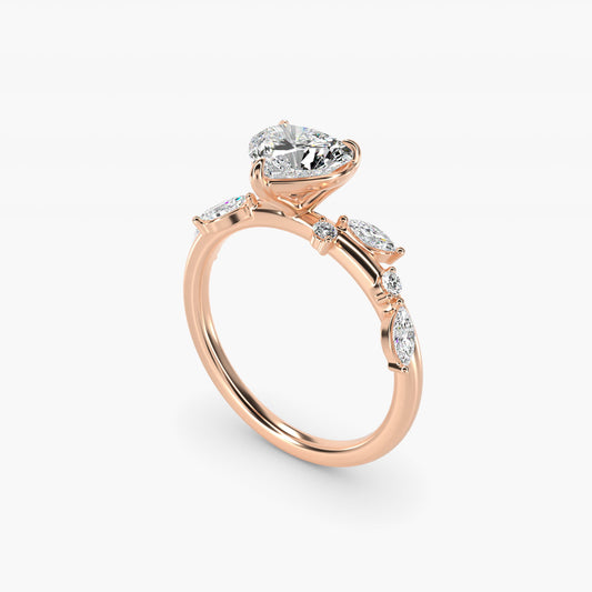 Diamond Whisper Side Stone Engagement Ring In 18k Rose Gold By James Allen - Heart Center