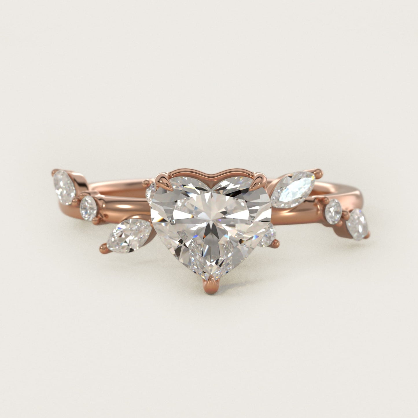 Diamond Whisper Side Stone Engagement Ring In 14K Rose Gold By James Allen - Heart Center