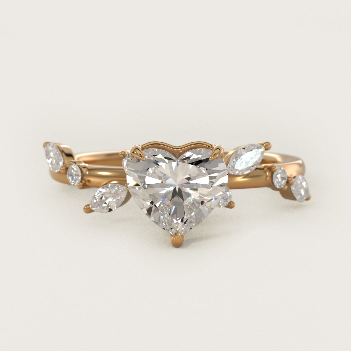 Diamond Whisper Side Stone Engagement Ring In 18k Yellow Gold By James Allen - Heart Center