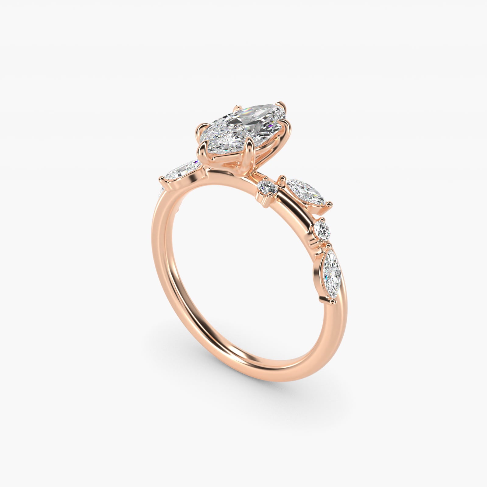 Diamond Whisper Side Stone Engagement Ring In 18k Rose Gold By James Allen - Marquise Center