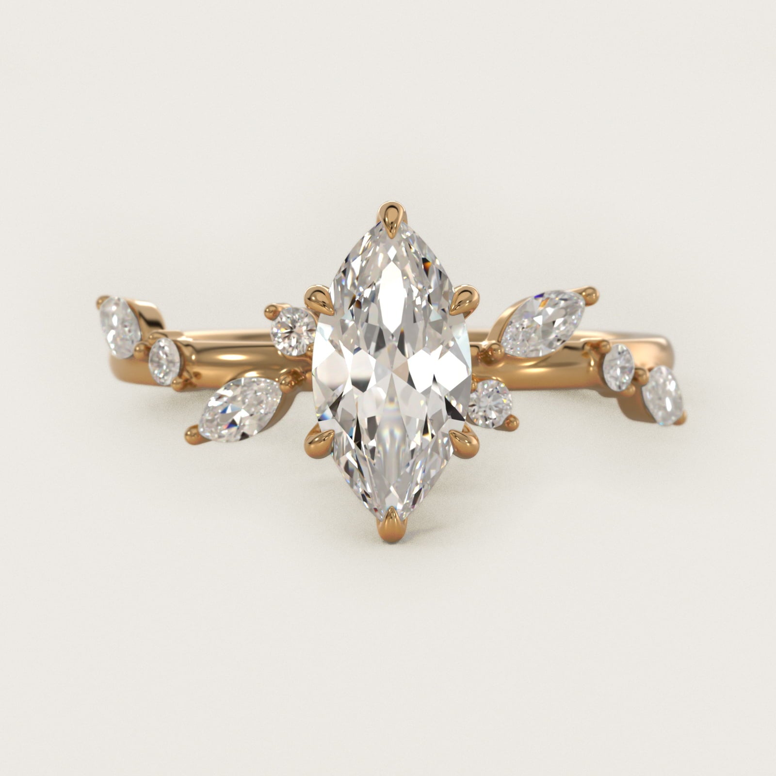 Diamond Whisper Side Stone Engagement Ring In 18k Yellow Gold By James Allen - Marquise Center