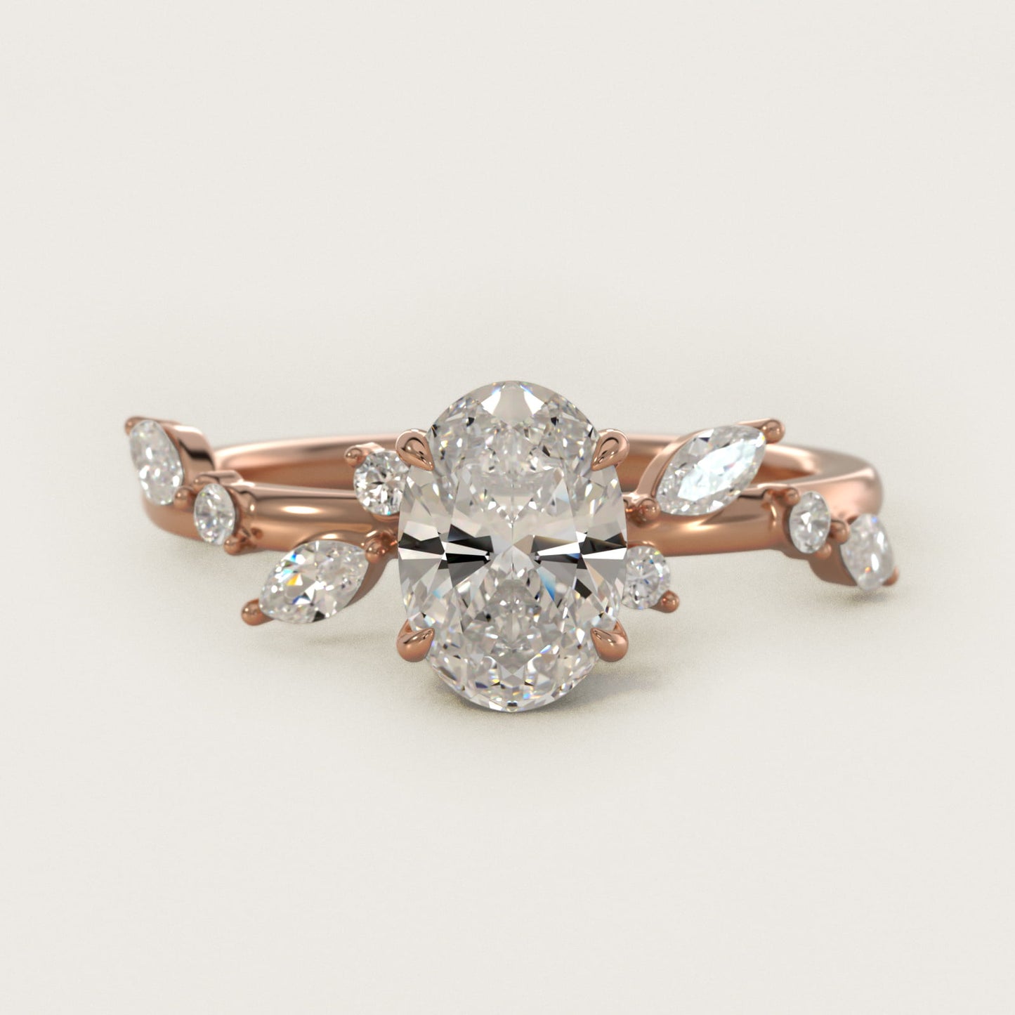 Diamond Whisper Side Stone Engagement Ring In 14K Rose Gold By James Allen - Oval Center