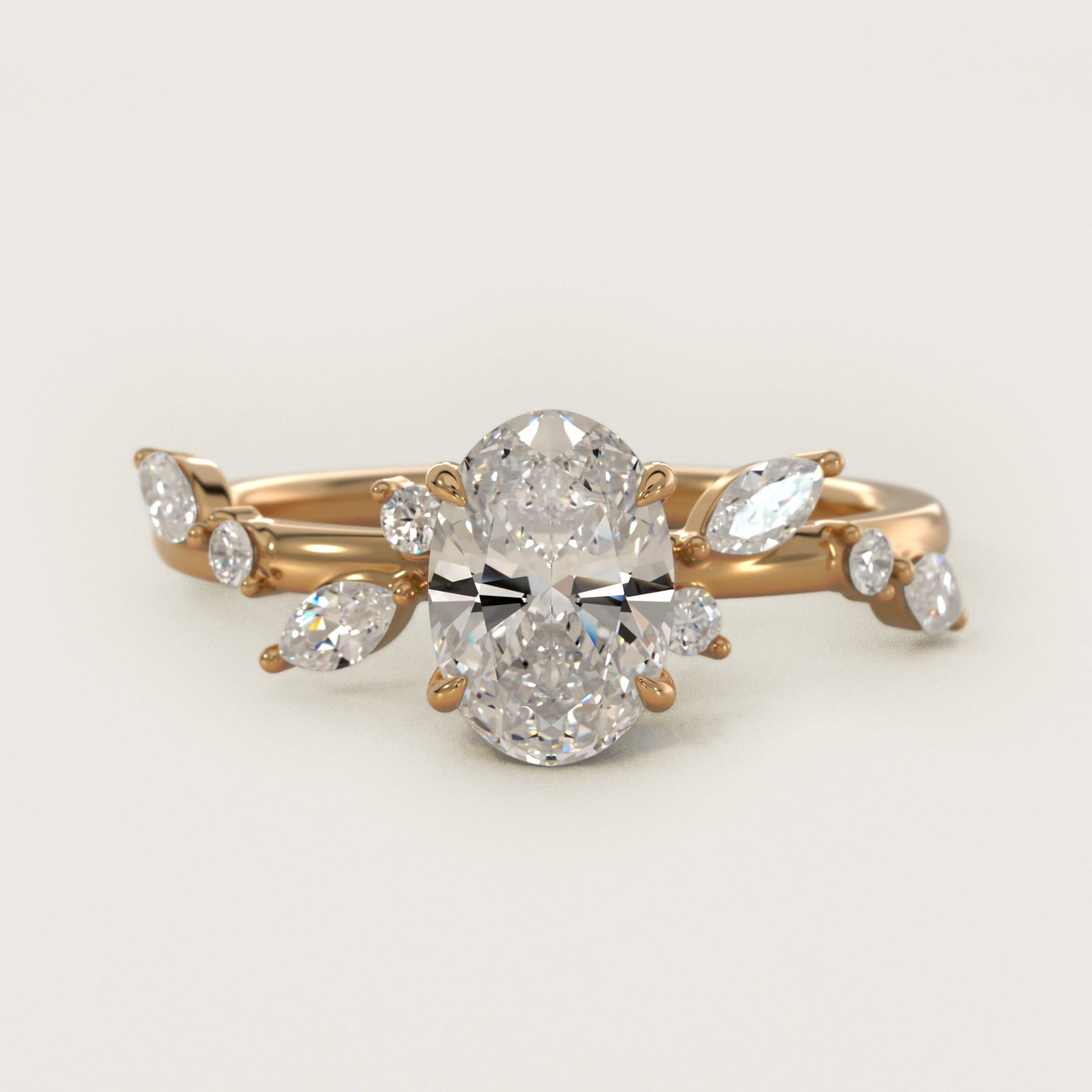 Diamond Whisper Side Stone Engagement Ring In 14K Yellow Gold By James Allen - Oval Center