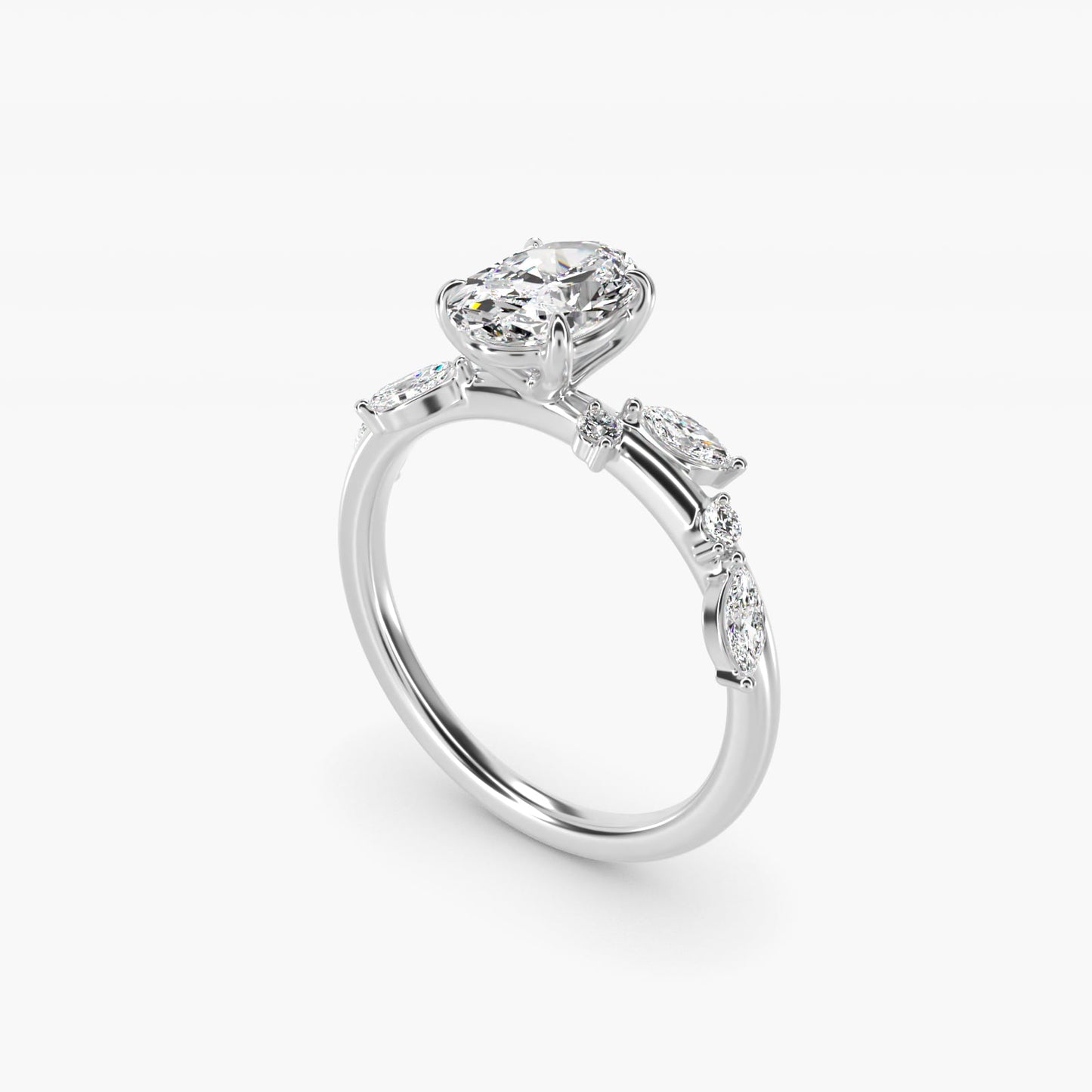 Diamond Whisper Side Stone Engagement Ring In Platinum By James Allen - Oval Center