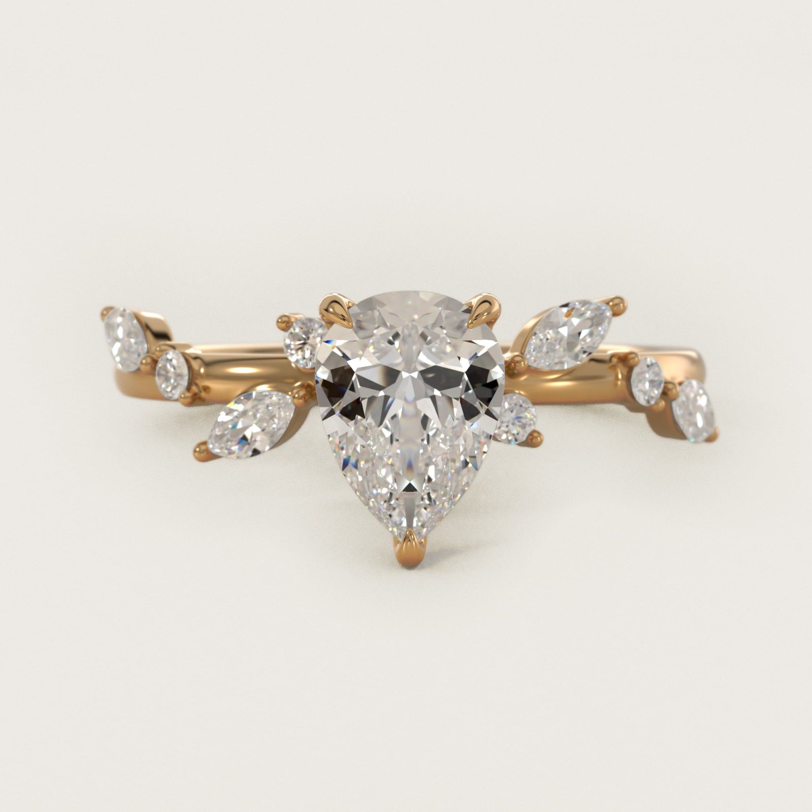 Diamond Whisper Side Stone Engagement Ring In 18k Yellow Gold By James Allen - Pear Center