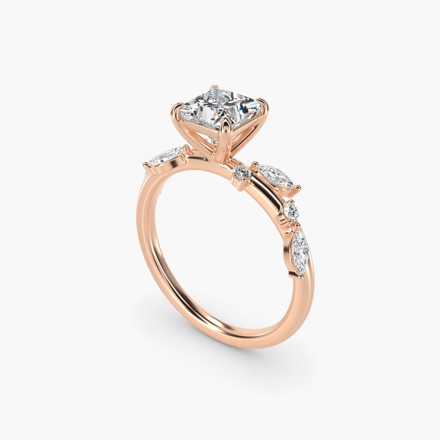 Diamond Whisper Side Stone Engagement Ring In 18k Rose Gold By James Allen - Princess Center