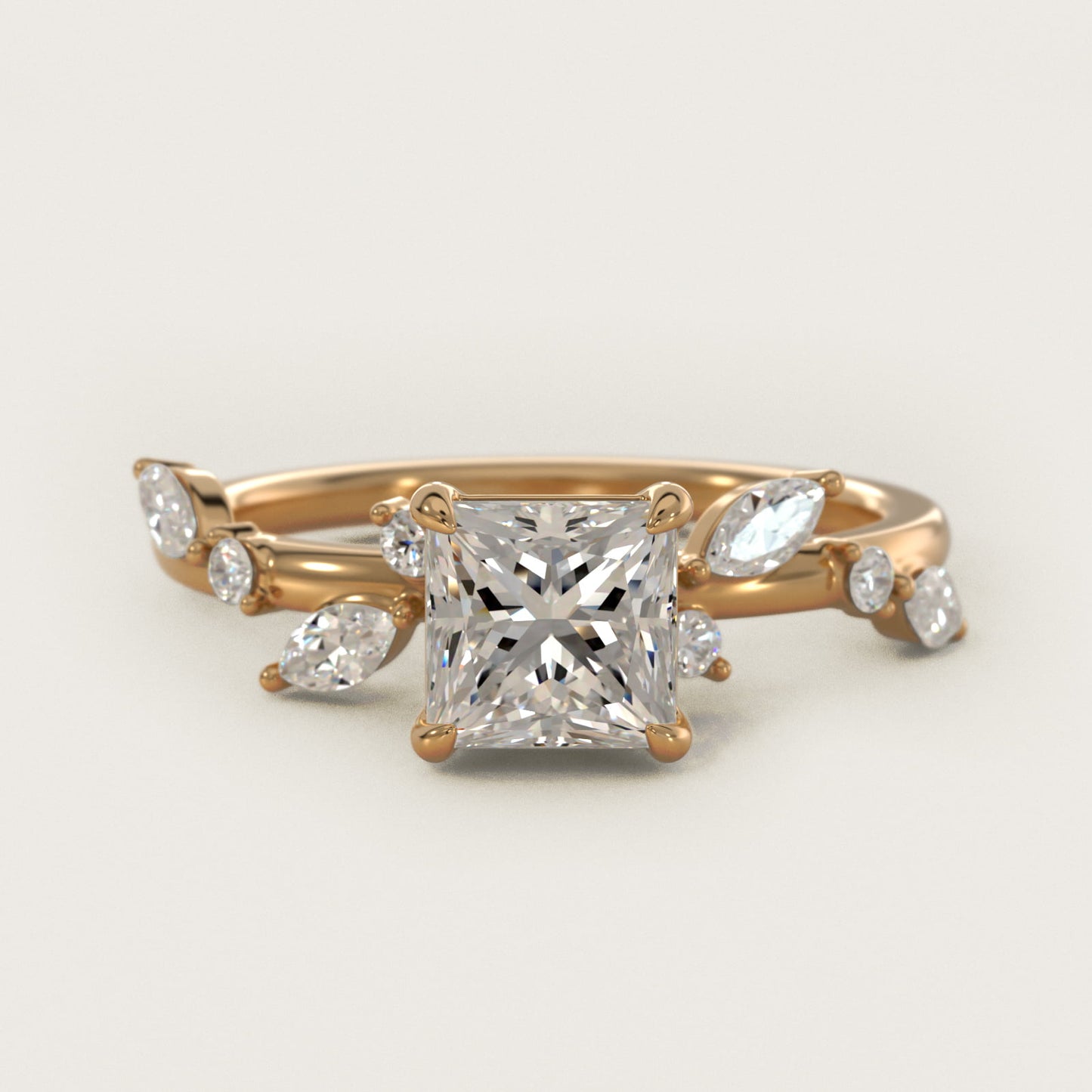 Diamond Whisper Side Stone Engagement Ring In 14K Yellow Gold By James Allen - Princess Center