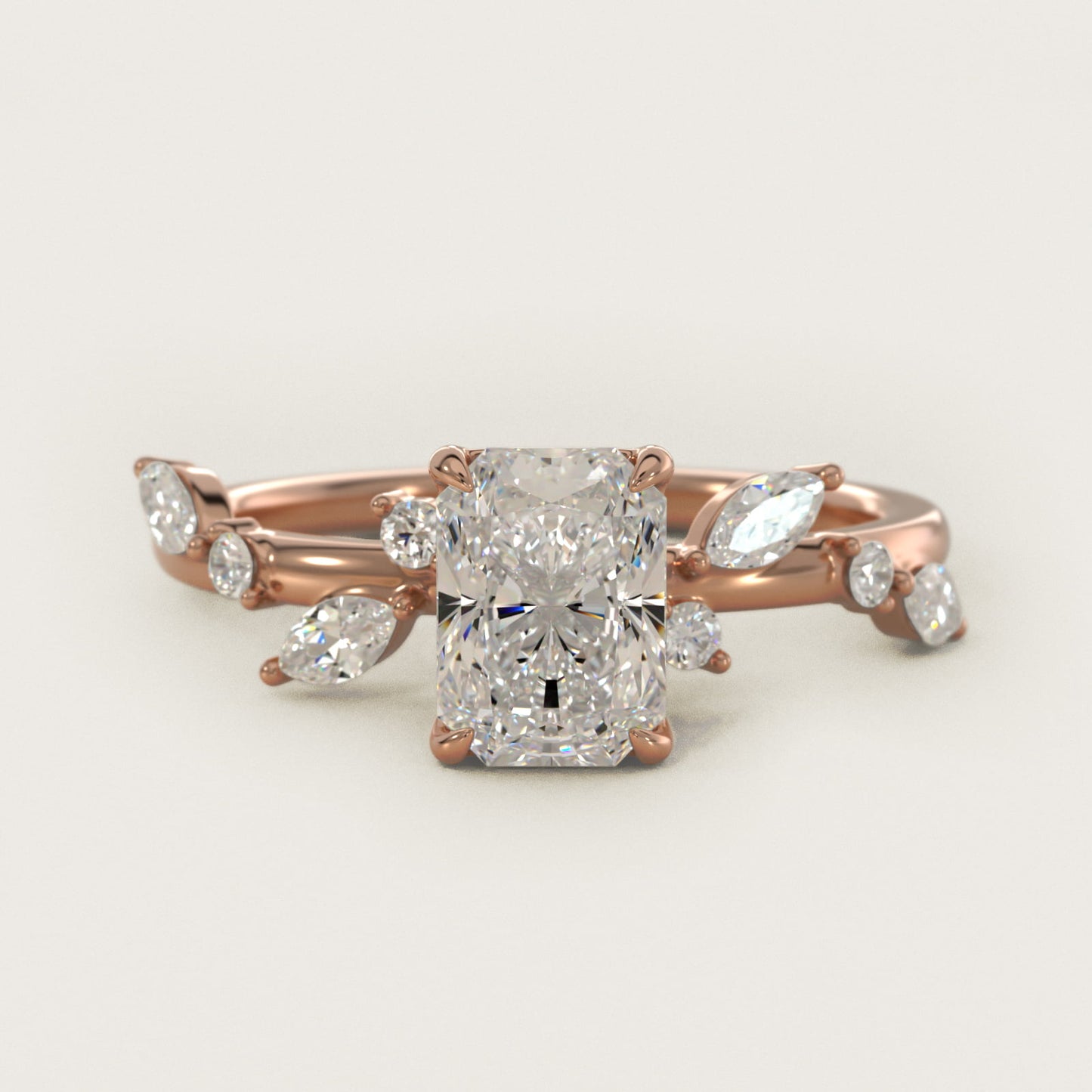 Diamond Whisper Side Stone Engagement Ring In 18k Rose Gold By James Allen - Radiant Center