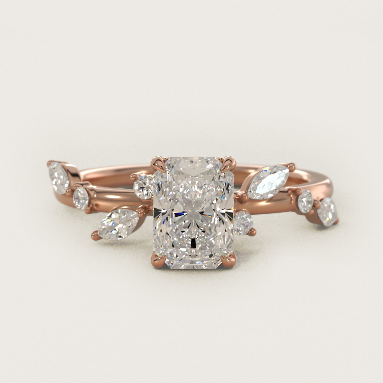 Diamond Whisper Side Stone Engagement Ring In 18k Rose Gold By James Allen - Radiant Center