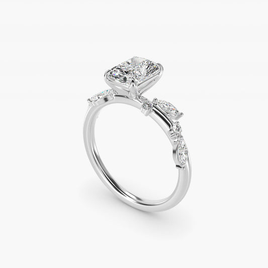 Diamond Whisper Side Stone Engagement Ring In Platinum By James Allen - Radiant Center