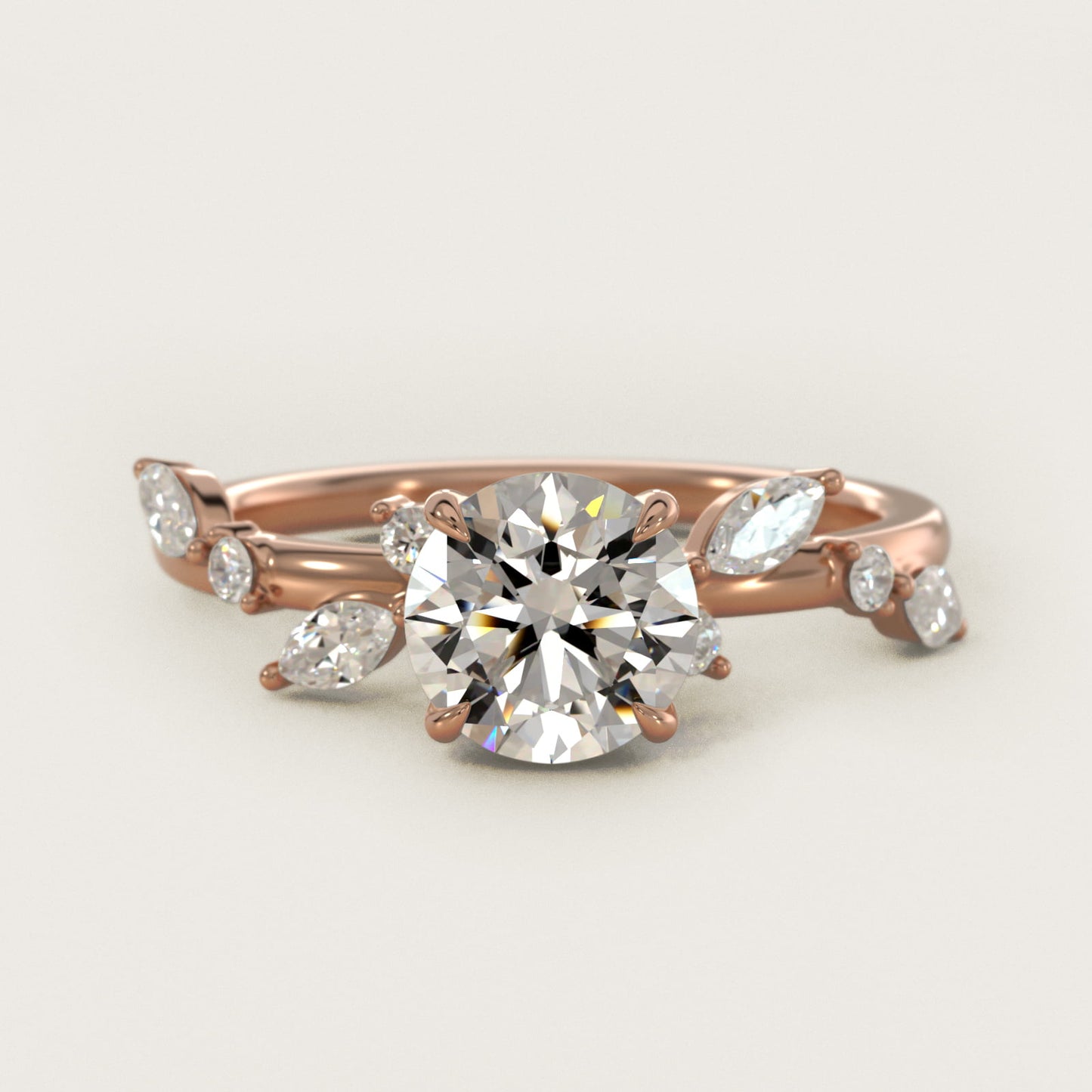 Diamond Whisper Side Stone Engagement Ring In 14K Rose Gold By James Allen - Round Center