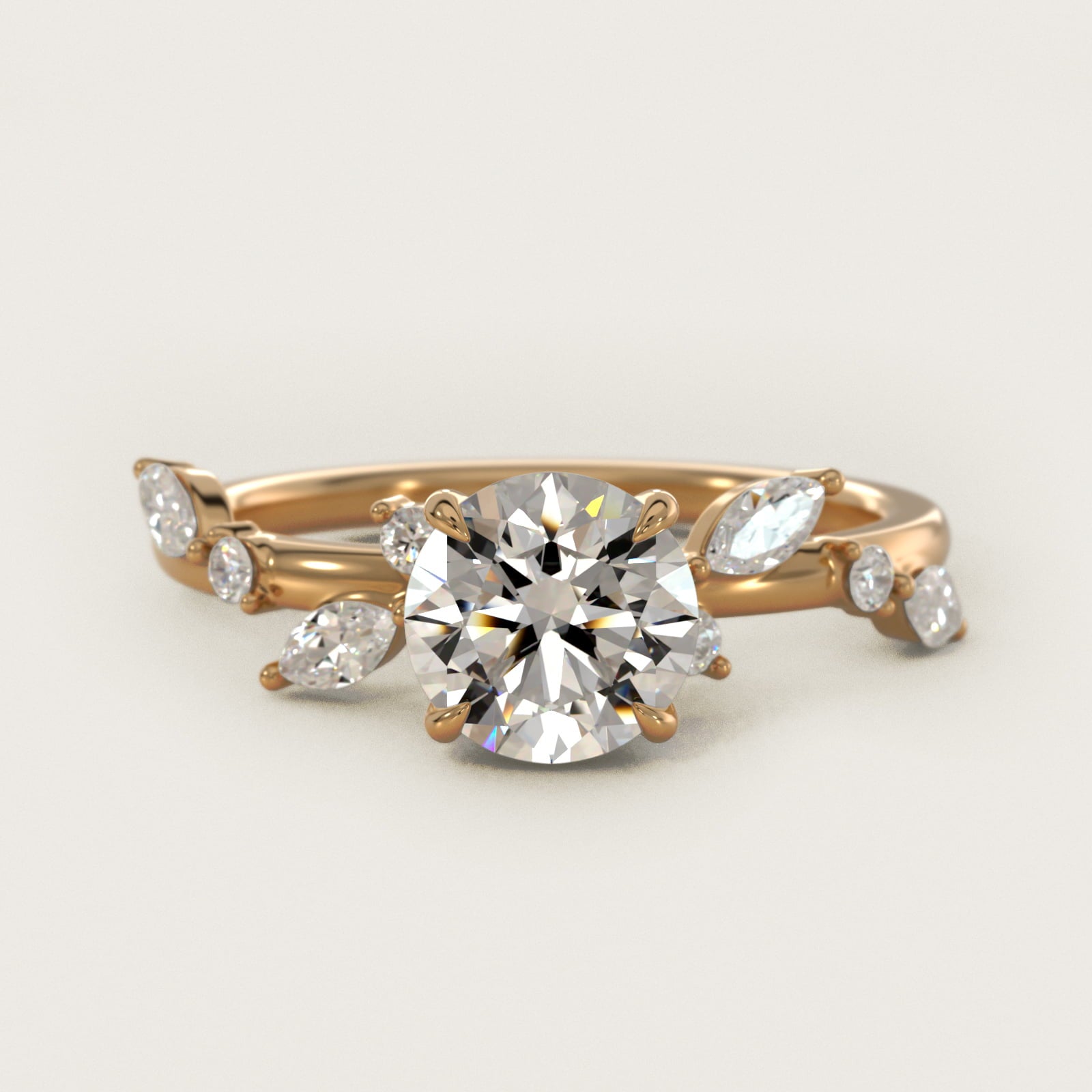Diamond Whisper Side Stone Engagement Ring In 18k Yellow Gold By James Allen - Round Center
