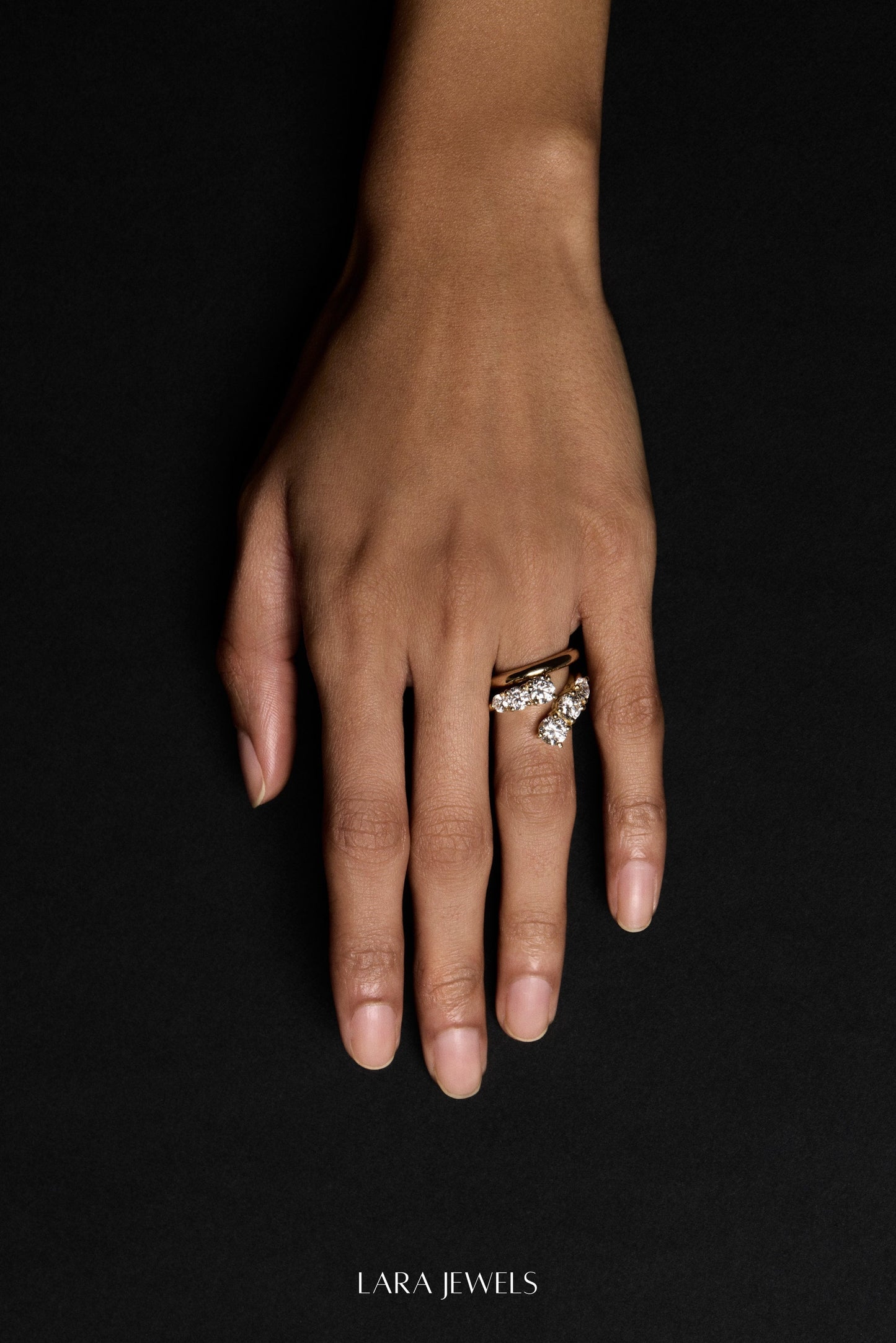 Diamond Wrap Ring 18K Gold - Side view