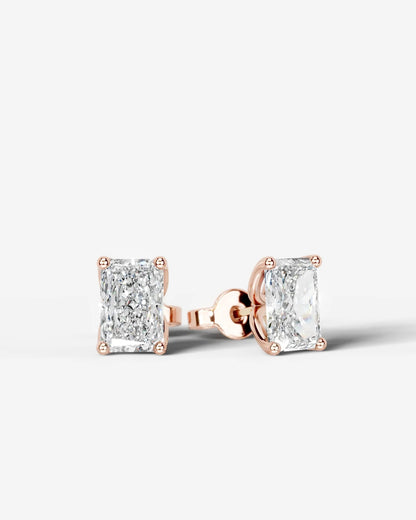Doris Lab Grown Diamond Earrings Elongated Radiant - Rose Gold