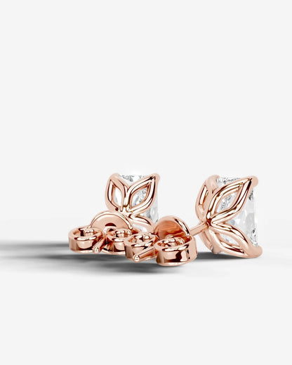 Doris Lab Grown Diamond Earrings Elongated Radiant - Rose Gold