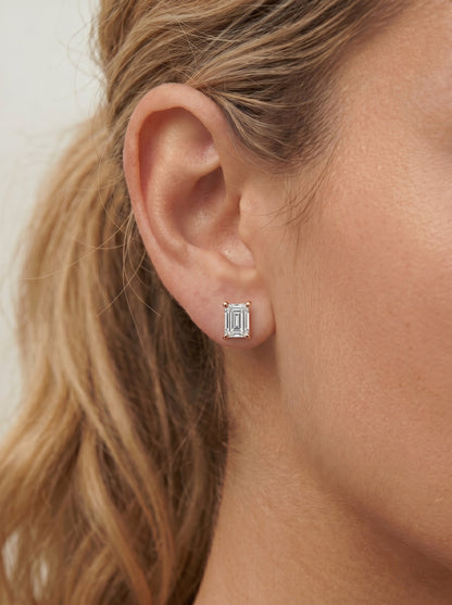 Doris Lab Grown Diamond Earrings Emerald - Rose Gold