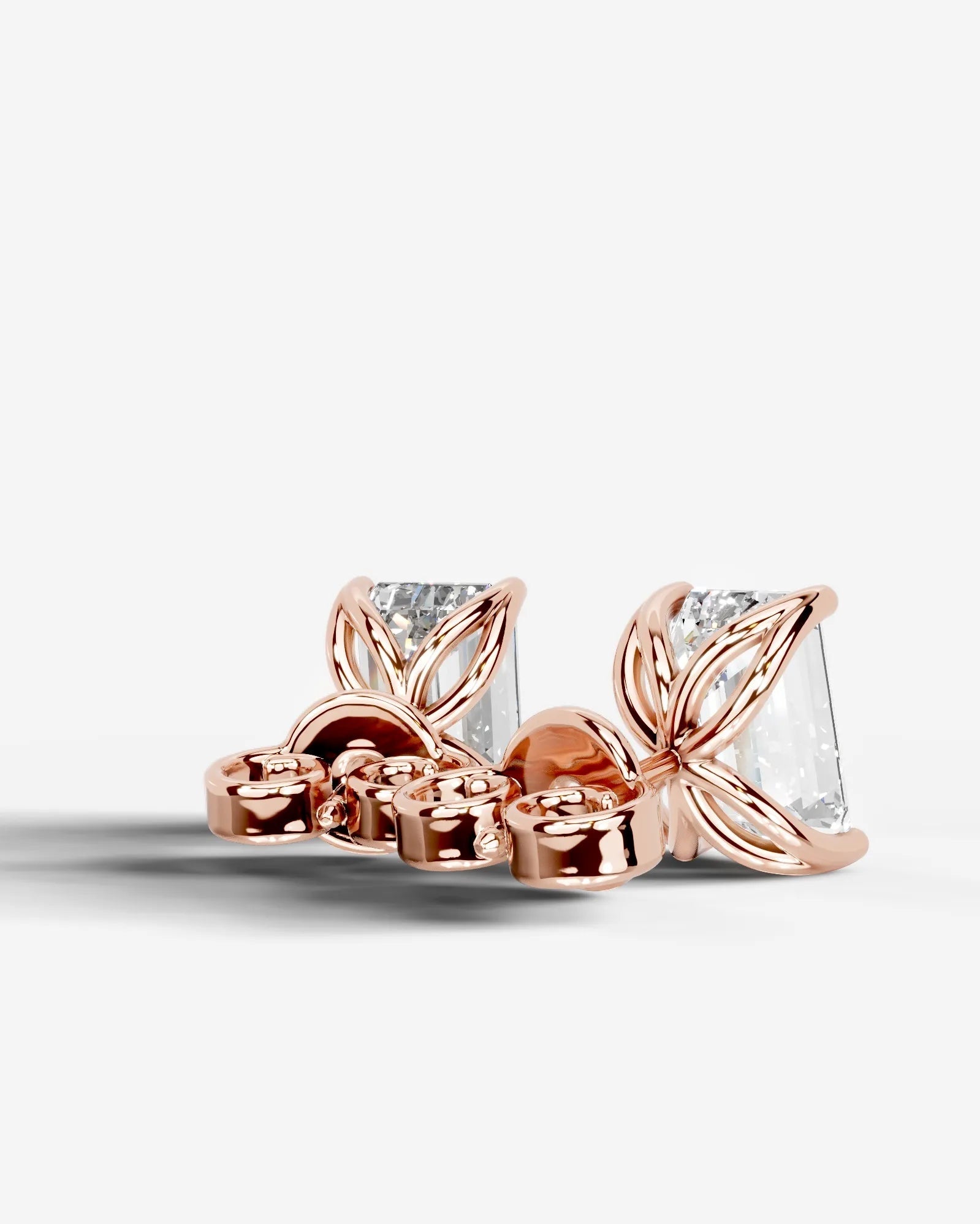 Doris Lab Grown Diamond Earrings Emerald - Rose Gold