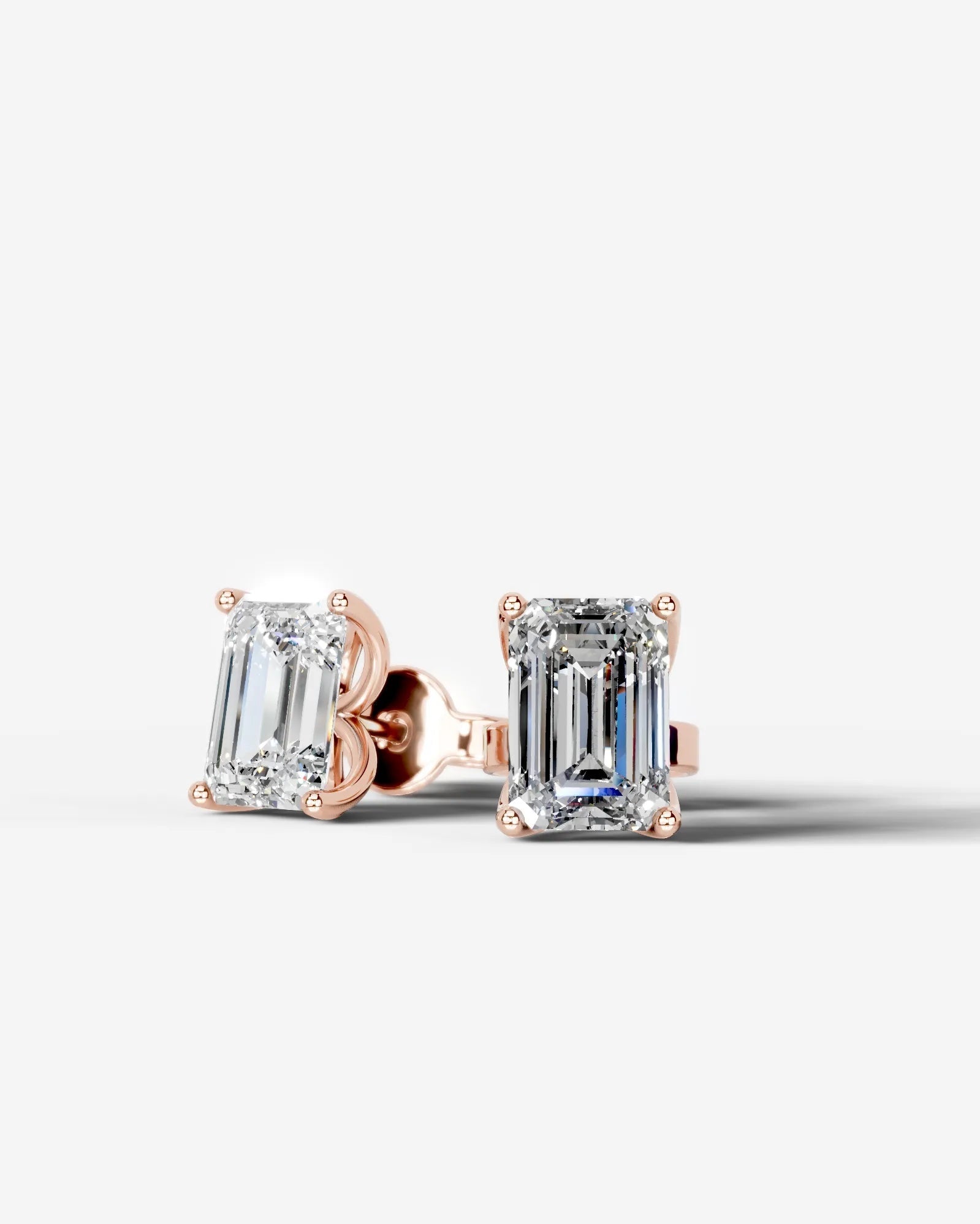 Doris Lab Grown Diamond Earrings Emerald - Rose Gold