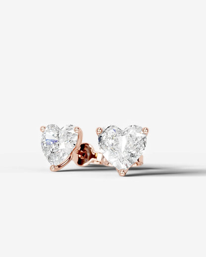 Doris Lab Grown Diamond Earrings Heart - Rose Gold