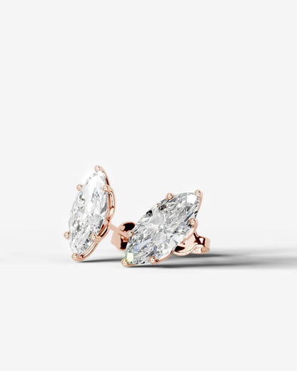 Doris Lab Grown Diamond Earrings Marquise - Rose Gold