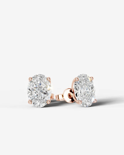 Doris Lab Grown Diamond Earrings Oval - Rose Gold