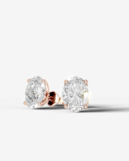 Doris Lab Grown Diamond Earrings Oval - Rose Gold