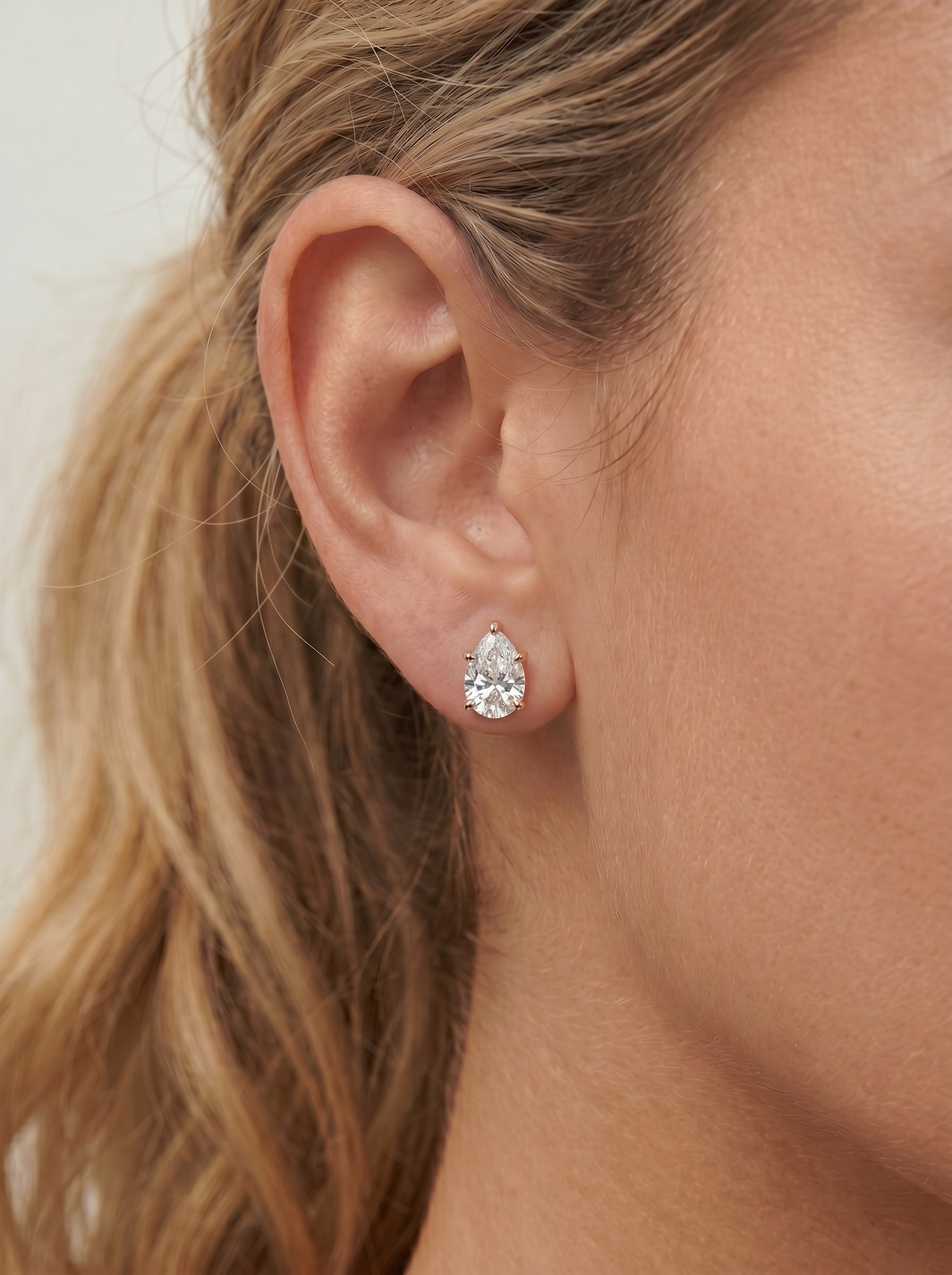 Doris Lab Grown Diamond Earrings Pear - Rose Gold