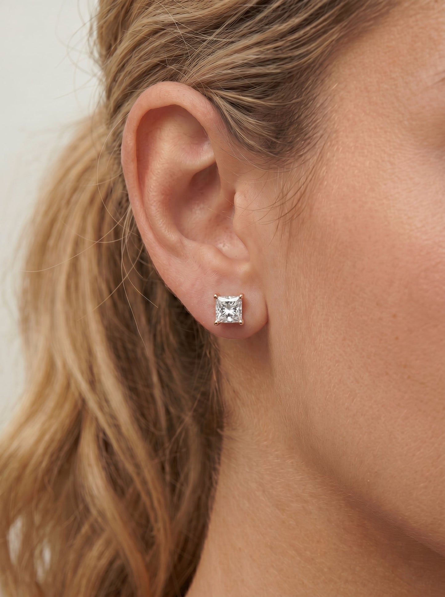 Doris Lab Grown Diamond Earrings Princess - Rose Gold