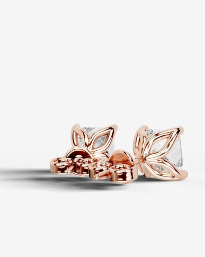 Doris Lab Grown Diamond Earrings Princess - Rose Gold