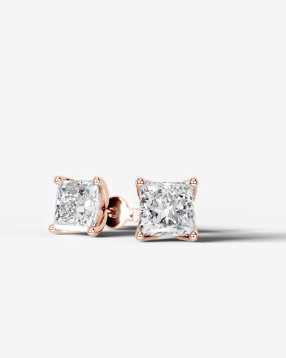 Doris Lab Grown Diamond Earrings Princess - Rose Gold