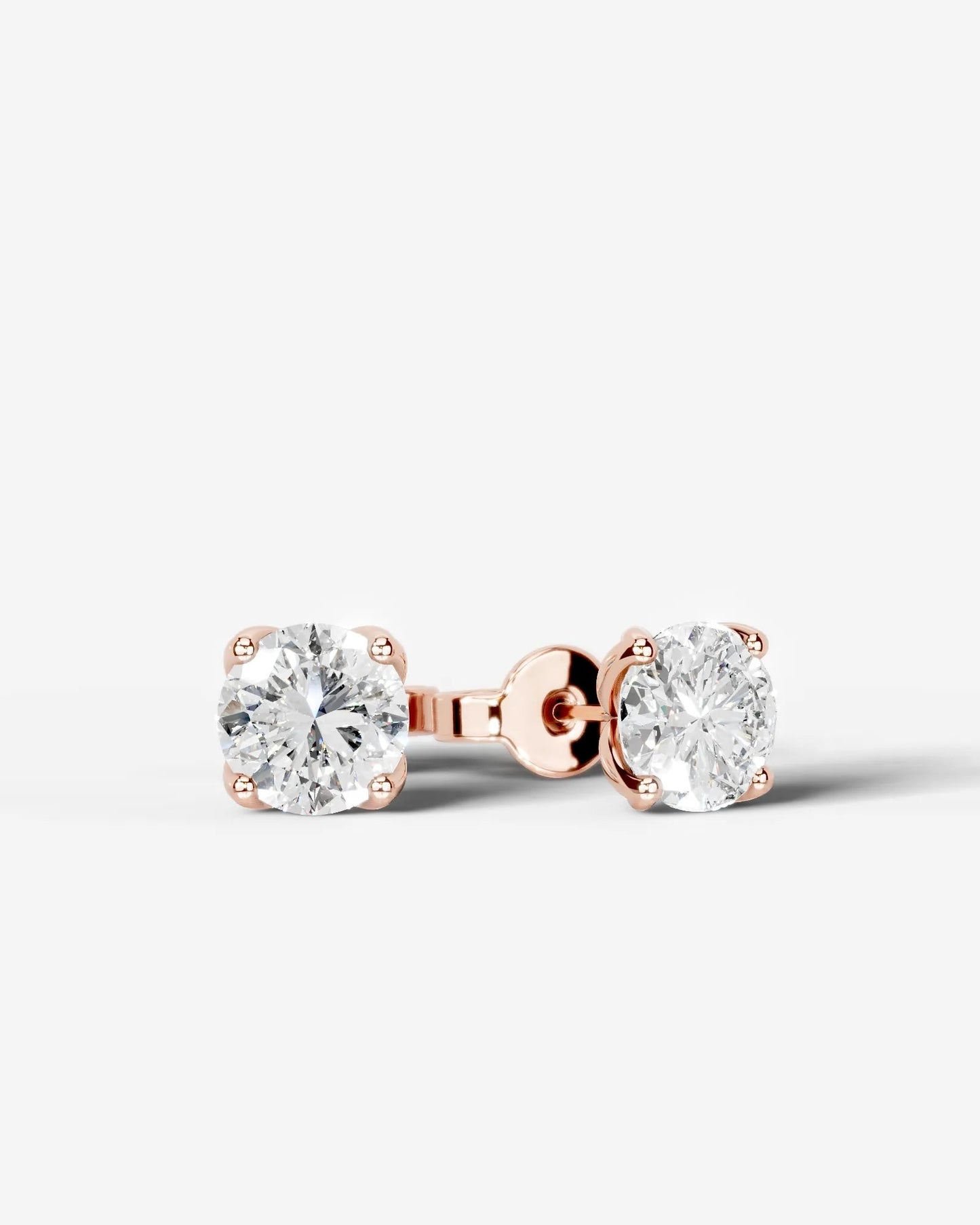 Doris Lab Grown Diamond Earrings Round - Rose Gold