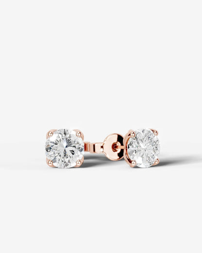 Doris Lab Grown Diamond Earrings Round - Rose Gold