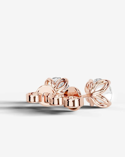 Doris Lab Grown Diamond Earrings Round - Rose Gold