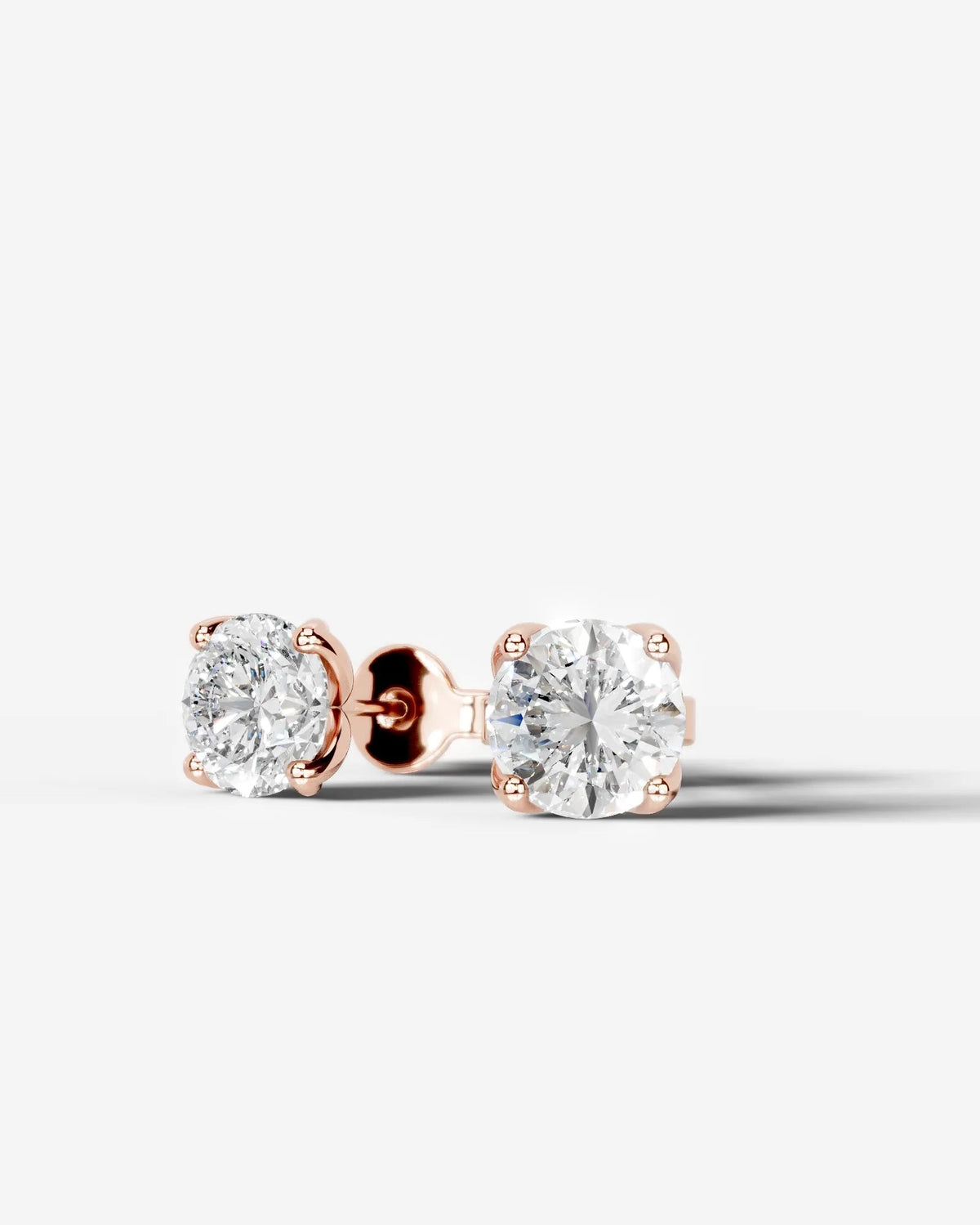 Doris Lab Grown Diamond Earrings Round - Rose Gold