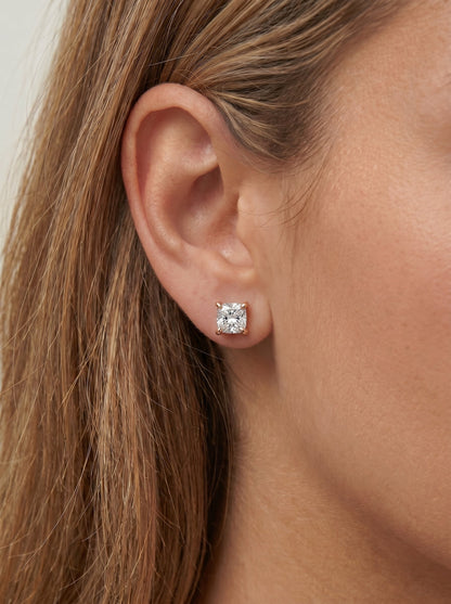 Doris Lab Grown Diamond Earrings Square Cushion - Rose Gold