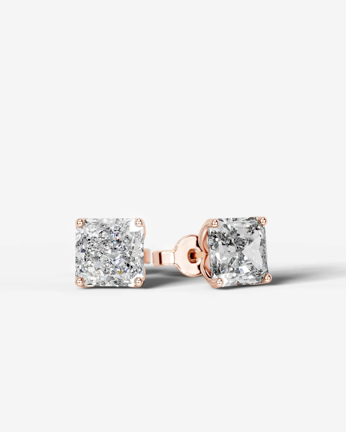 Doris Lab Grown Diamond Earrings Square Radiant - Rose Gold
