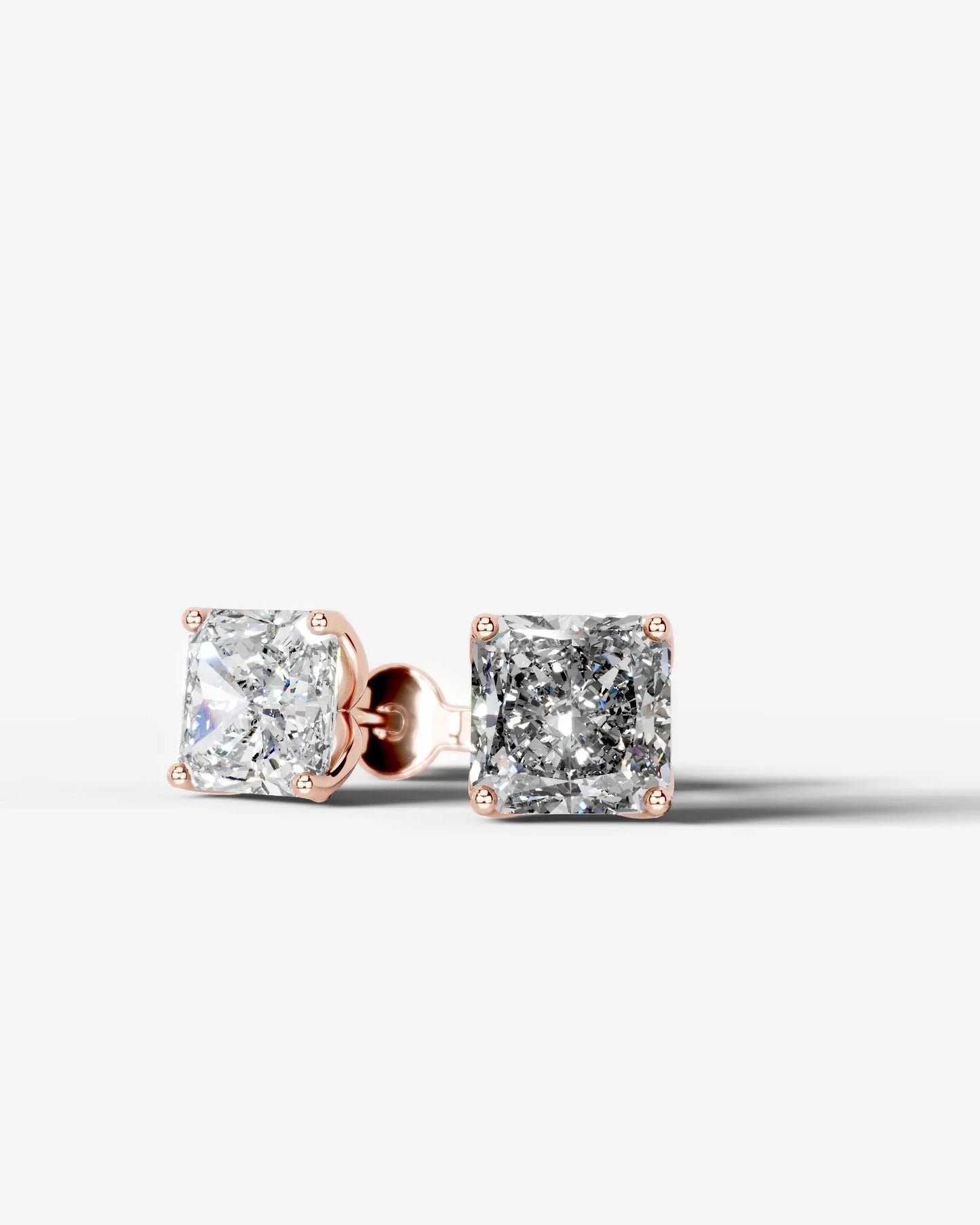 Doris Lab Grown Diamond Earrings Square Radiant - Rose Gold