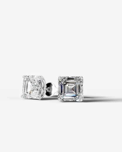 Doris Lab Grown Diamond Earrings Asscher - White Gold