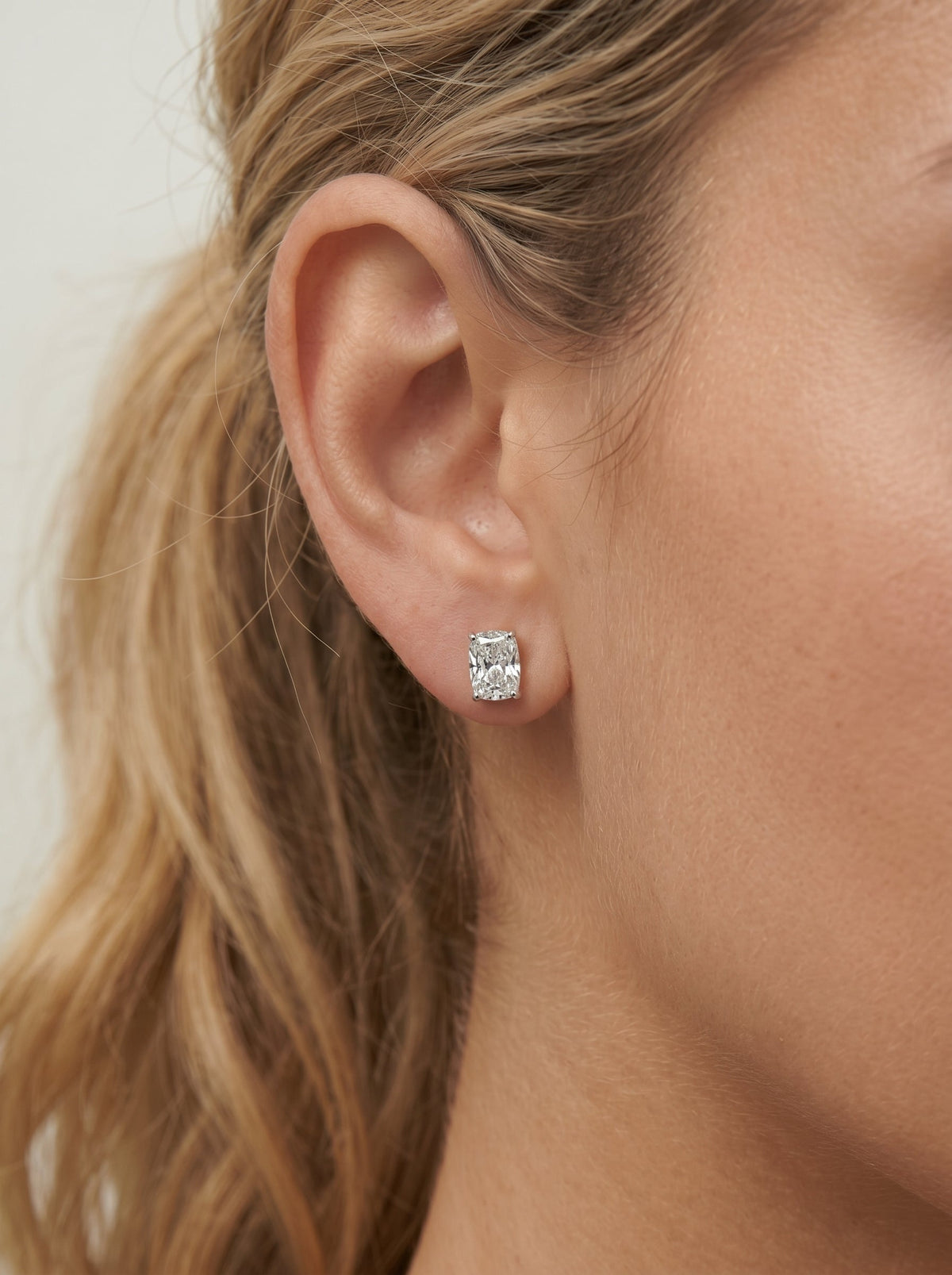 Doris Lab Grown Diamond Earrings Elongated Cushion - White Gold