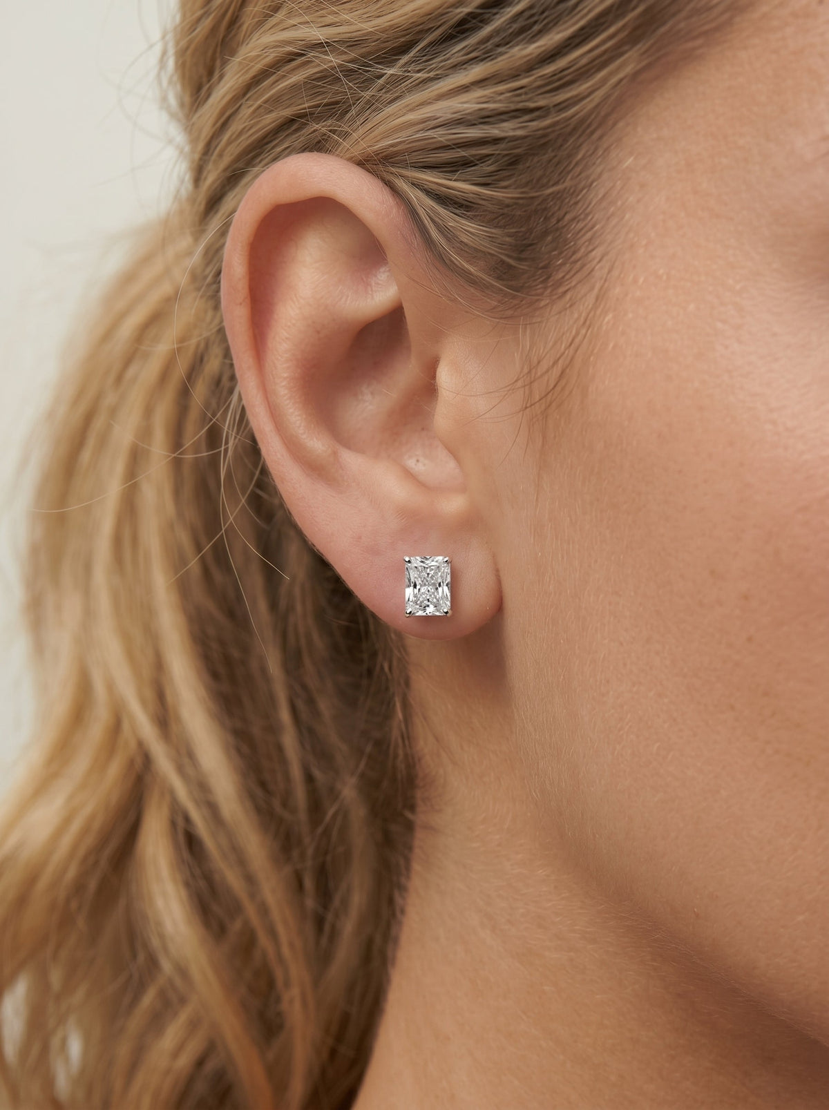 Doris Lab Grown Diamond Earrings Elongated Radiant - White Gold