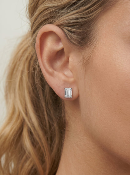 Doris Lab Grown Diamond Earrings Emerald - Platinum