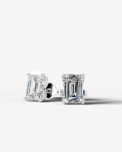 Doris Lab Grown Diamond Earrings Emerald - Platinum
