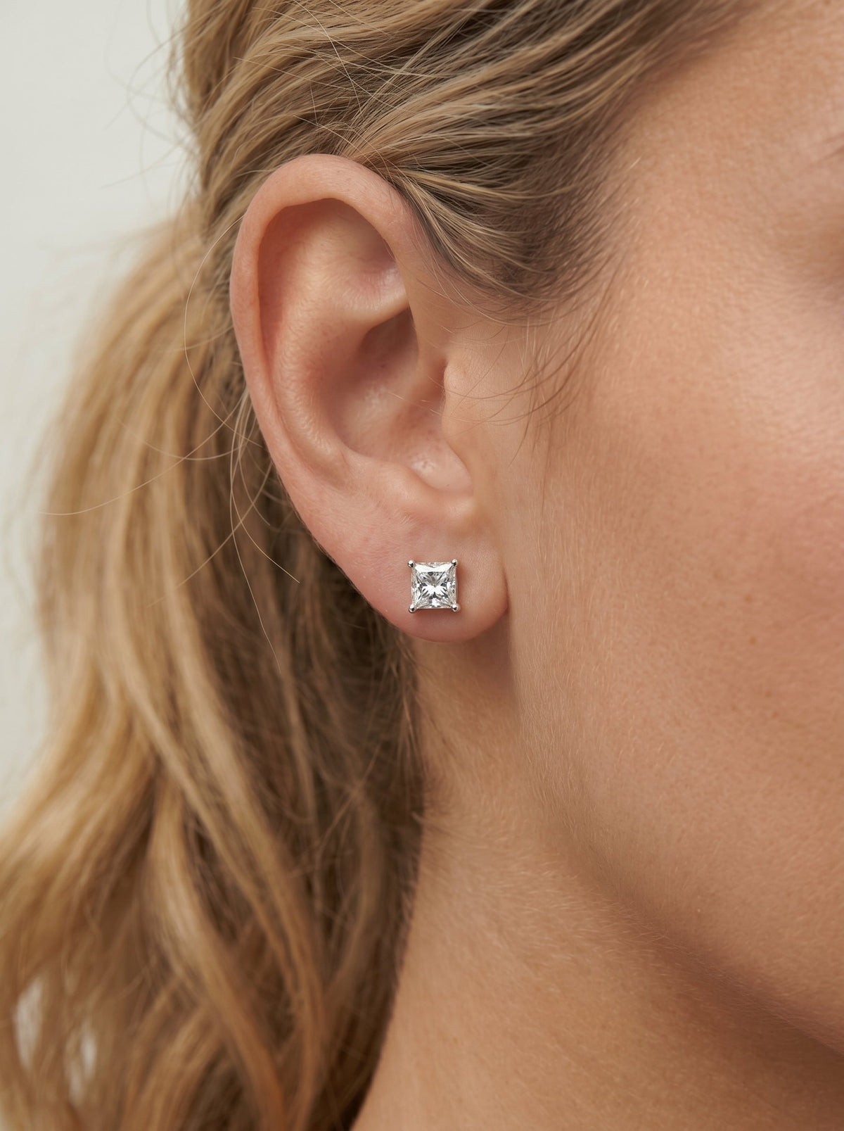 Doris Lab Grown Diamond Earrings Princess - White Gold