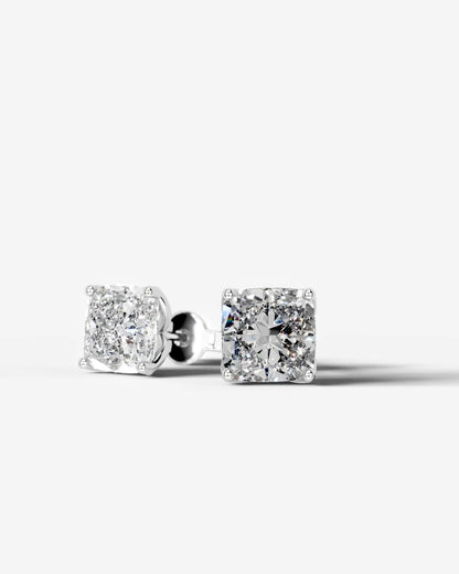 Doris Lab Grown Diamond Earrings Square Cushion - White Gold