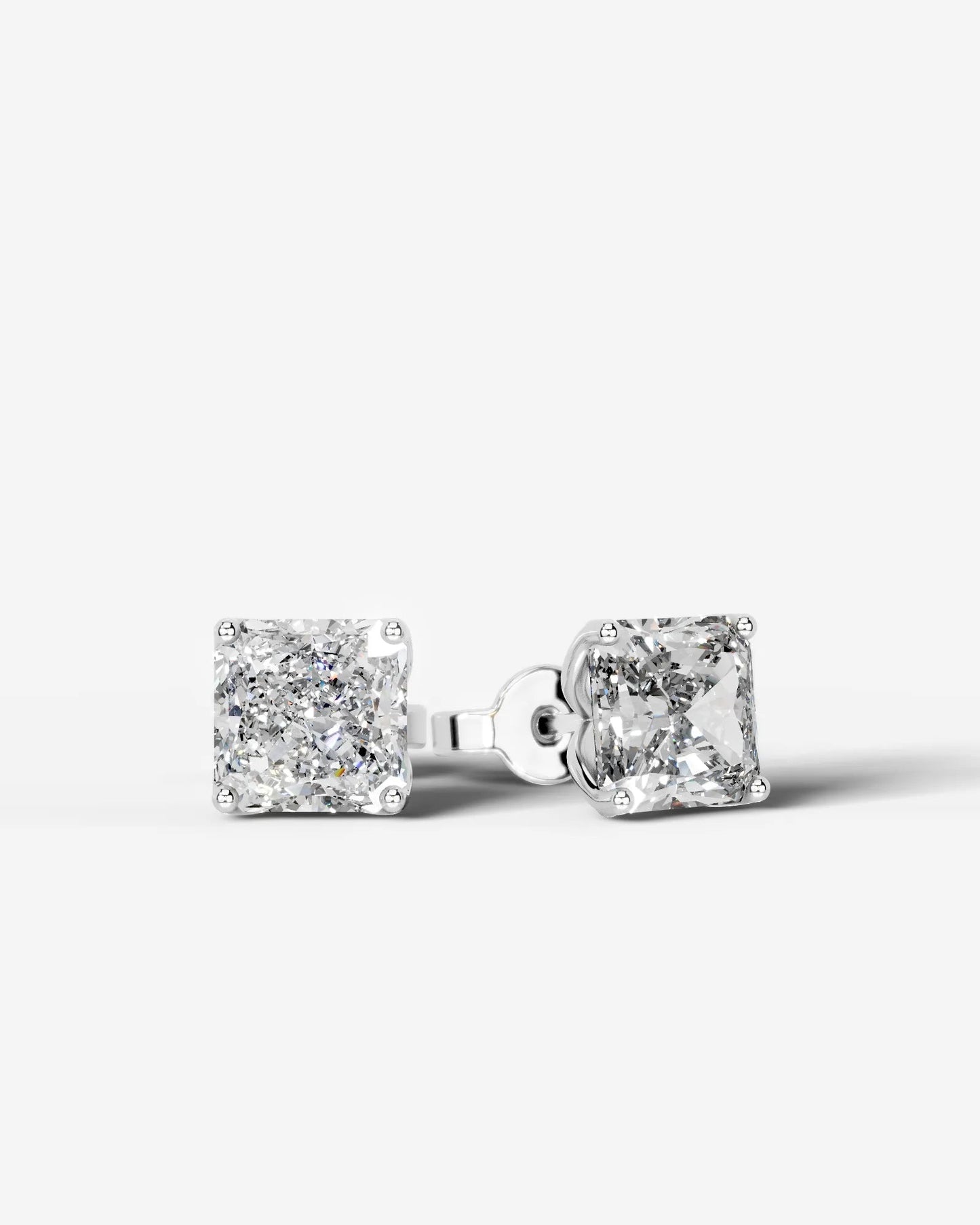 Doris Lab Grown Diamond Earrings Square Radiant - White Gold