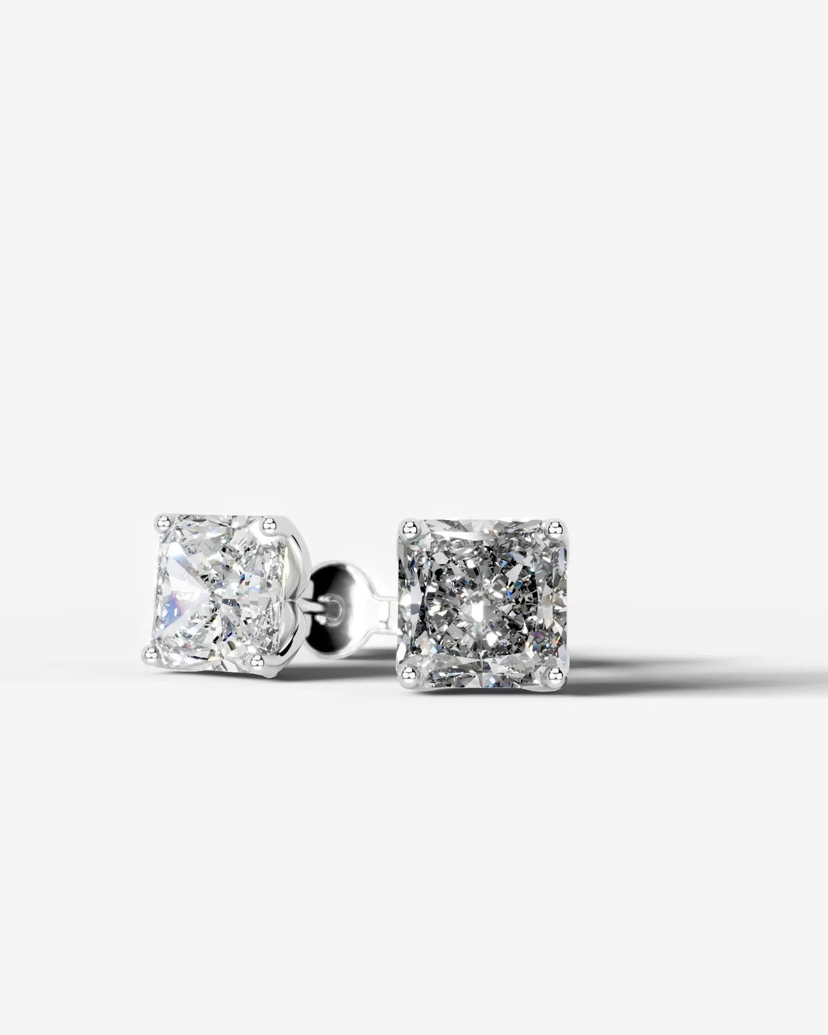 Doris Lab Grown Diamond Earrings Square Radiant - White Gold