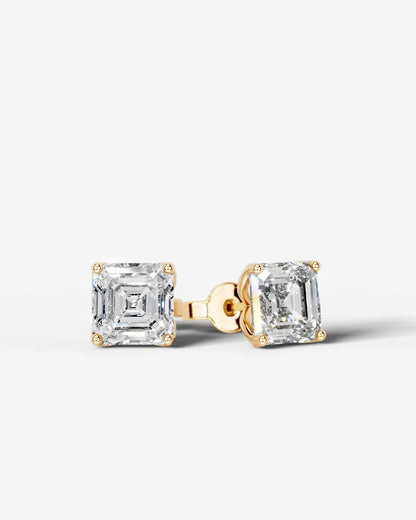 Doris Lab Grown Diamond Earrings Asscher - Yellow Gold