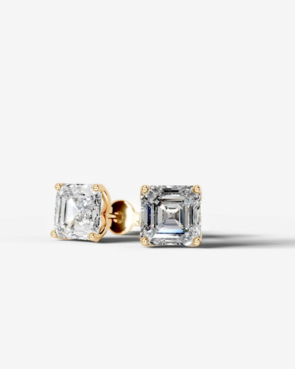 Doris Lab Grown Diamond Earrings Asscher - Yellow Gold