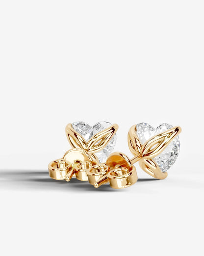Doris Lab Grown Diamond Earrings Heart - Yellow Gold