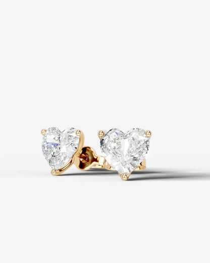 Doris Lab Grown Diamond Earrings Heart - Yellow Gold